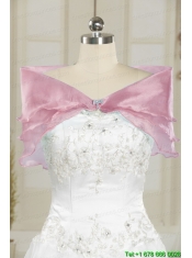 Appliques and Ruffles 2015 Hot Pink Quinceanera Gowns
