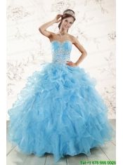 Aqua Blue Ball Gown Sweetheart Beading Sweet 16 Dresses