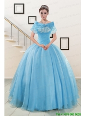 Aqua Blue Super Hot Puffy Sweet 16 Dresses for 2015