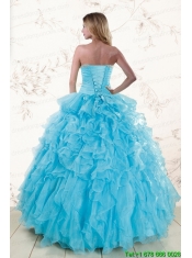Baby Blue 2015 Prefect Beading and Ruffles Quinceanera Dresses