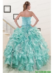 Beautiful Beading Sweet 16 Dresses in Apple Green for 2015