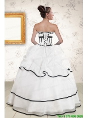 Cheap White and Black 2015 Quinceanera Dresses with Appliques