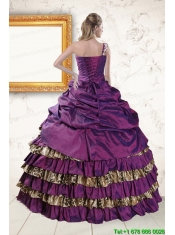 Classic One Shoulder Quinceanera Dresses with Beading and Leopard