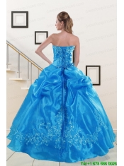 Classical Baby Blue 2015 Quinceanera Dresses with Embroidery