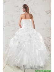 Classical Beading and Ruffles 2015 Quinceanera Dresses in White