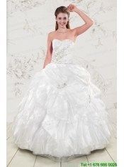 Classical Beading and Ruffles 2015 Quinceanera Dresses in White