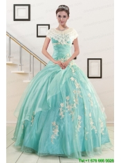 Discount Blue Quinceanera Dresses with Appliques for 2015