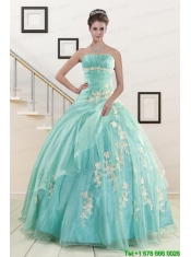 Discount Blue Quinceanera Dresses with Appliques for 2015