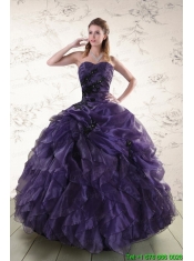 Elegant Sweetheart Appliques Purple Quinceanera Dress for 2015