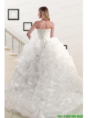 Exquisite Appliques White Brush Train Quinceanera Dresses with Appliques and Pick Ups