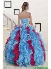 Fashionable Beading Quinceanera Dresses in Multi Color For 2015