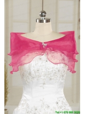 Luxurious Embroidery Sweet 15 Dresses in White and Hot Pink