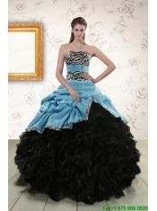 Luxurious Ruffles 2015 Quinceanera Dresses with Zebra and Belt
