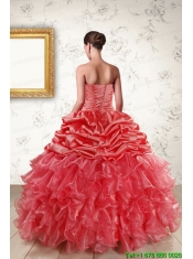 Luxurious Sweetheart Beading Quinceanera Dresses in Watermelon