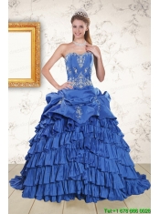 Modern Royal Blue Appliques and Pick Ups Quinceanera Dresses with Brush Train Modern Royal Blue Appliques and Pick Ups Quinceanera Dresses with Brush Train