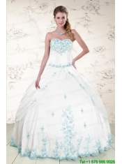 Modest Appliques 2015 Quinceanera Dresses in White