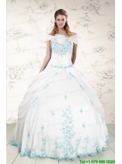 Modest Appliques 2015 Quinceanera Dresses in White