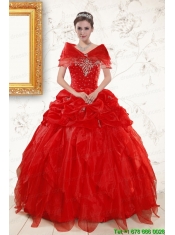 Most Popular Sweetheart Beading Quinceanera Dresses in Red