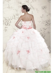 Most Popular White Quinceanera Dresses with Pink Appliques and Ruffles