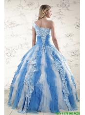 Multi Color One Shoulder Printed Quinceanera Dresses for 2015