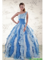 Multi Color One Shoulder Printed Quinceanera Dresses for 2015