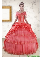 New Style Appliques Quinceanera Dresses in Watermelon