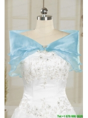 New Style Aqua Blue Quinceanera Dresses with Beading and Flowers