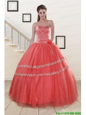 New Style Beaded Watermelon Quinceanera Dresses for 2015