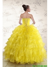 New Style Yellow Quinceanera Dresses with Beading and Ruffles