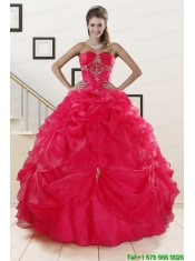 Perfect Red Sweetheart Quinceanera Dresses with Appliques