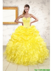 Popular Sweetheart Yellow Quinceanera Dresses with Beading