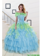 Pretty Beading Strapless Multi Color Quinceanera Dress for 2015