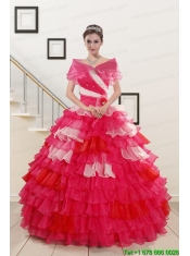 Puffy Beading Quinceanera Dresses with One Shoulder for 2015