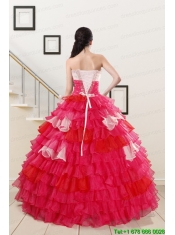 Puffy Beading Quinceanera Dresses with One Shoulder for 2015