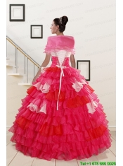 Puffy Beading Quinceanera Dresses with One Shoulder for 2015