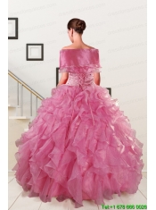 Puffy Sweetheart Pink Quinceanera Dresses with Beading