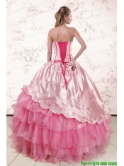 Remarkble Sweetheart Pink Quinceanera Dresses with Embroidery