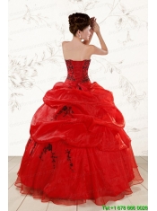 Sweetheart Red Quinceanera Dresses With Applique for 2015