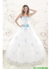 White Ball Gown Discount Pretty Quinceanera Dresses for 2015