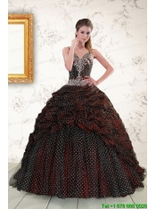 Wonderful Spaghetti Straps Burgundy Sweet 15 Dresses with Appliques and Pick Ups