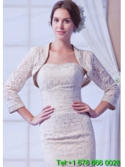 2014 Champagne Long Sleeves Jacket With Lace