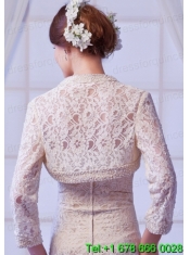 2014 Champagne Long Sleeves Jacket With Lace