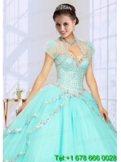 2014 Fashionable Beading Tulle Quinceanera Jacket in Mint