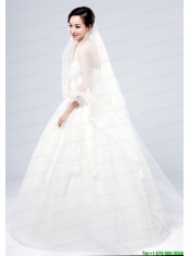 2014 Fingertip Veil Two-Tier Lace Appliques Edge