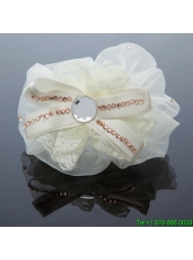 2014 Lace and Tulle Pink Hair Ornament with Rhinestone