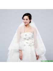 2014 One-Tier Tulle Lace Drop Veil Edge Bridal Veils