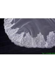 2014 One-Tier Tulle Lace Drop Veil Edge Bridal Veils