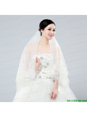 2014 One-Tier Tulle Wedding Veils with Scalloped Edge