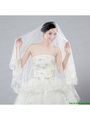 2014 One-Tier Tulle Wedding Veils with Scalloped Edge