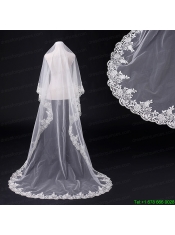 2014 One-Tier Tulle Wedding Veils with Scalloped Edge